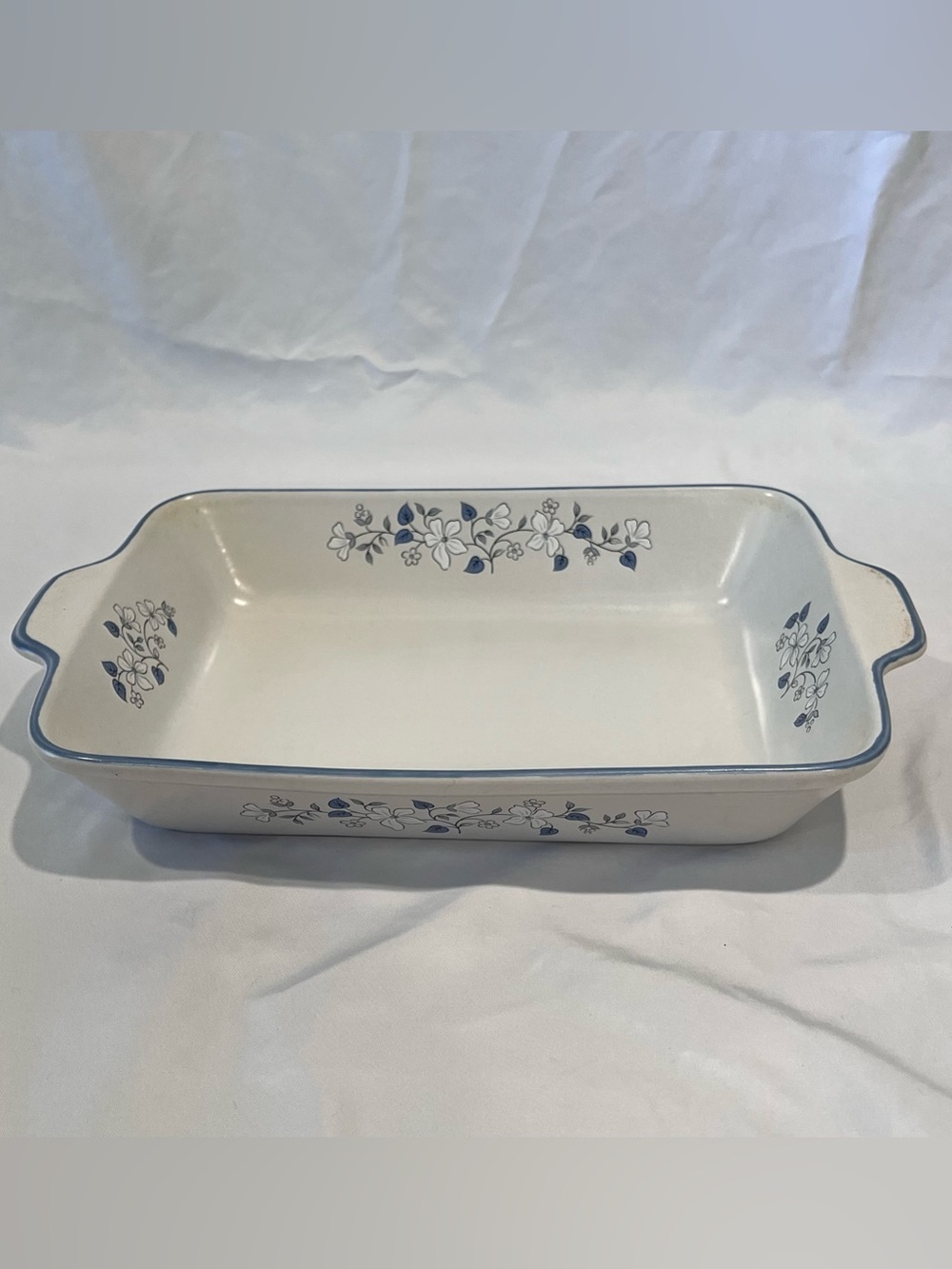 Vintage Covington Avondale Stoneware Blue Floral Baking Dish Grand Millennial